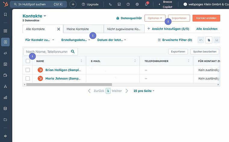 HubSpot CRM - Internet Agentur webpages